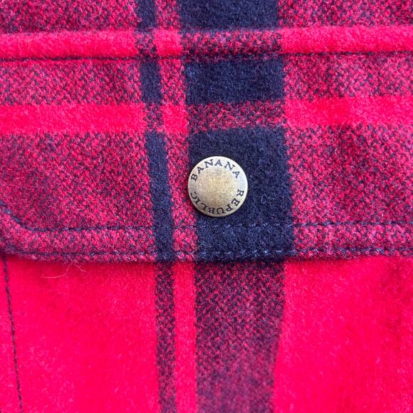 Banana Republic Reversible Wool Sherpa Plaid Vest Corduroy Trim Size M - Picture 7 of 8